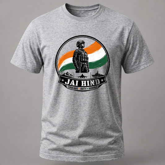 Jai Hind Army T-shirt Grey Melange