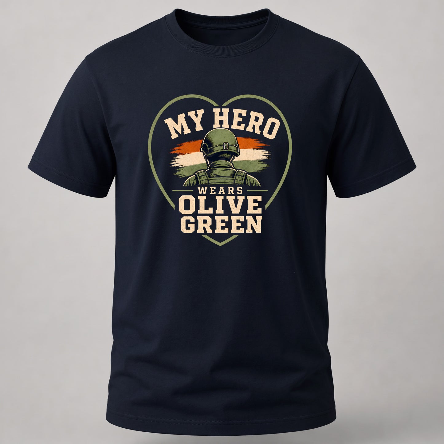 My Hero Wears Olive Green Navy Blue