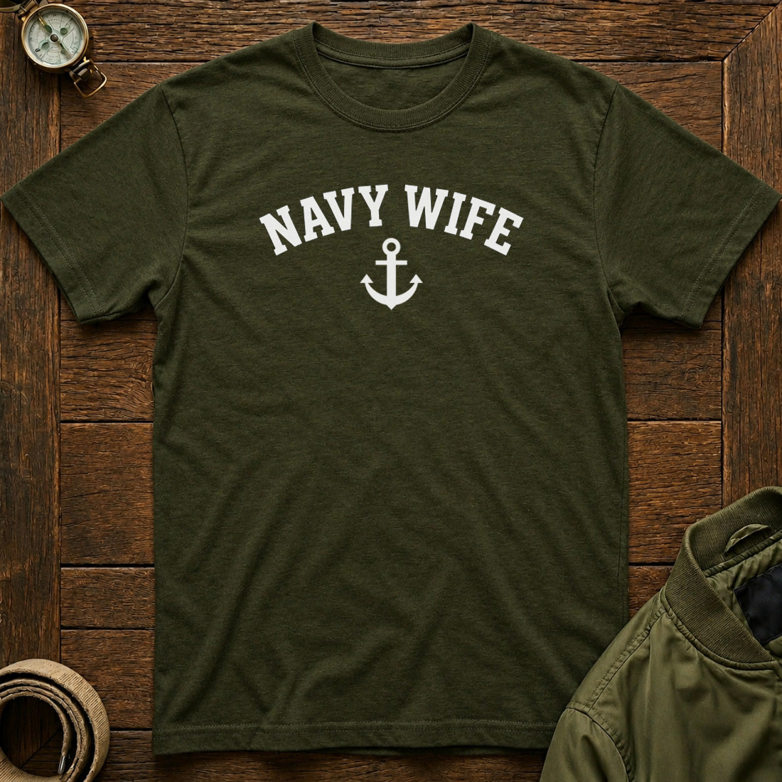 Navy Wife T-shirt Olive Green