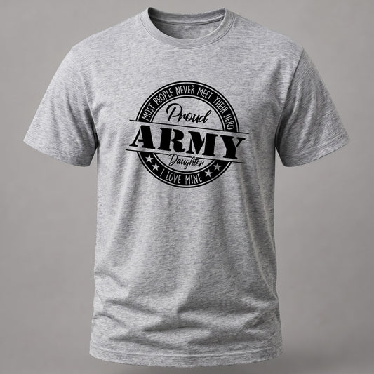 Proud Army Daughter Tee Grey Melange