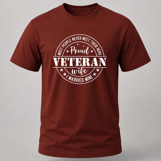 Proud Veteran Wife Brick Red