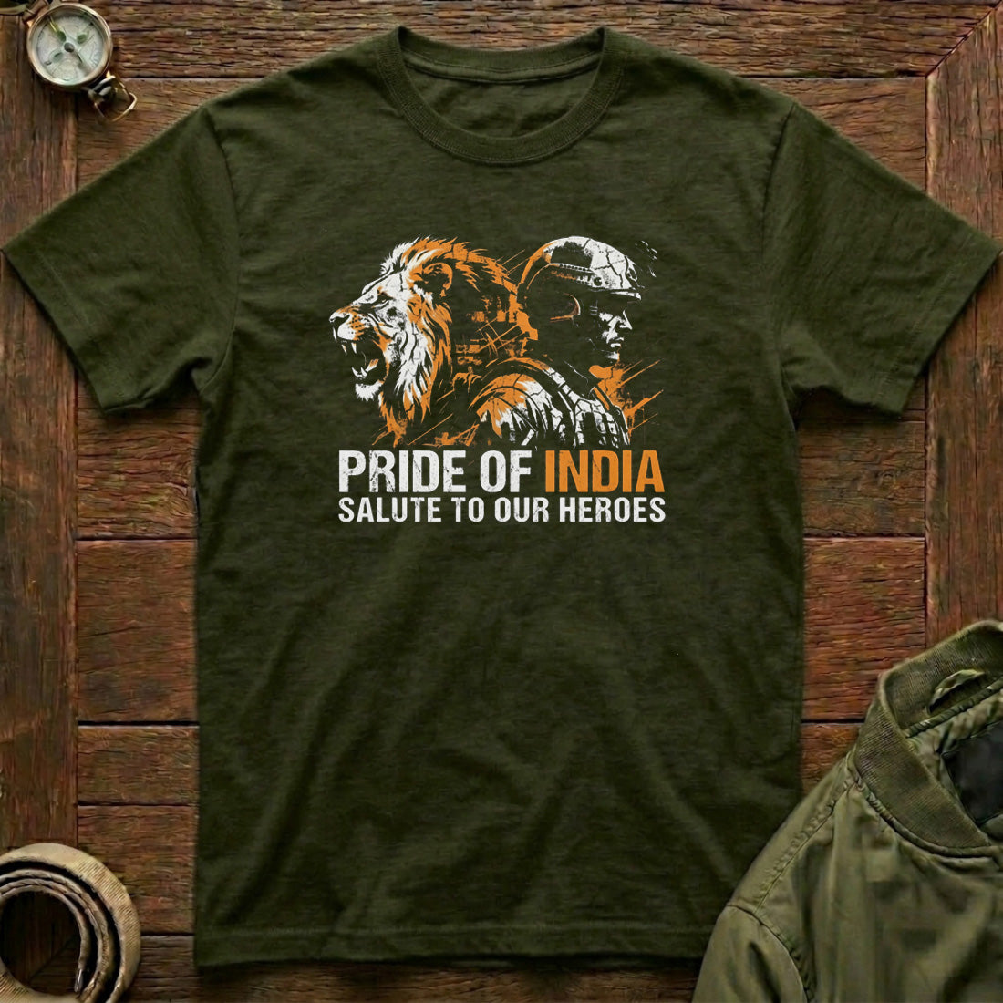 Salute Our Heroes Olive Green Indian Army T-shirt - view 4