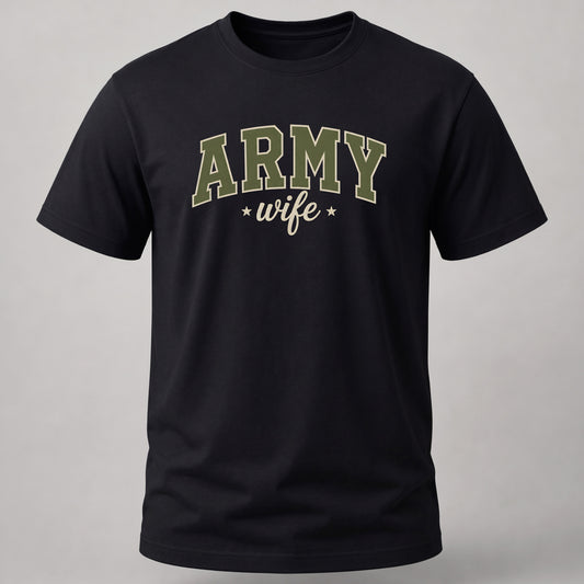 Army Wife Design T-shirt Black
