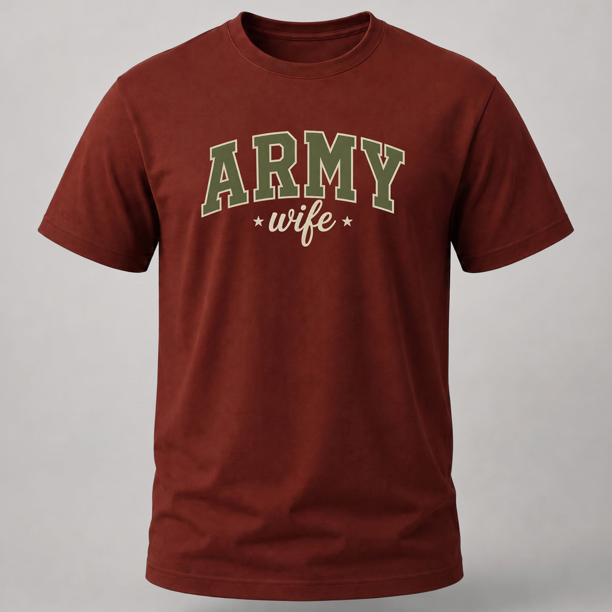 Army Wife Design T-shirt Brick Red
