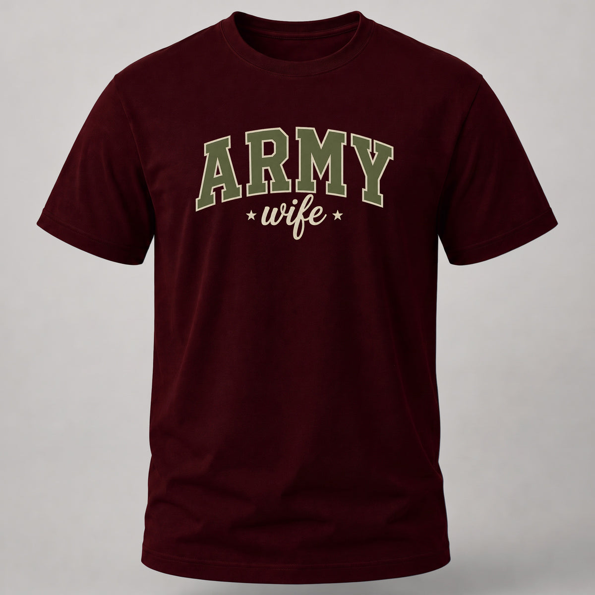 Army Wife Design T-shirt Maroon