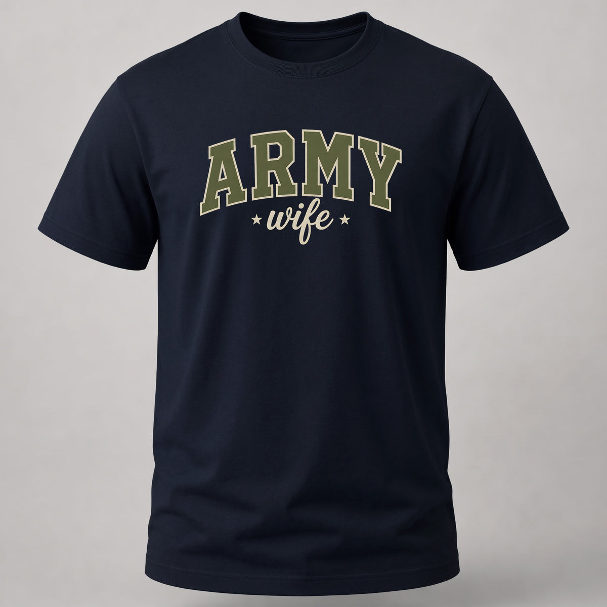 Army Wife Design T-shirt Navy Blue