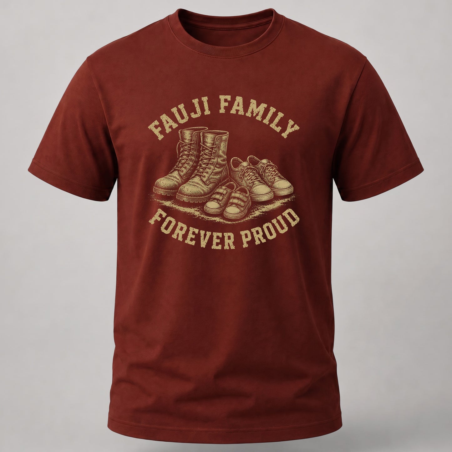 Fauji Family _ Forever Proud Brick Red