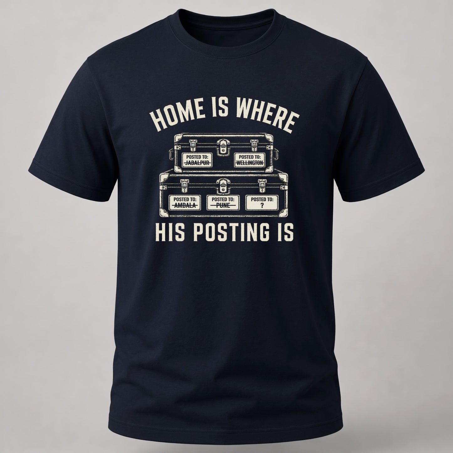 Home Where His Posting Is Navy Blue