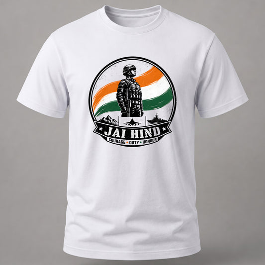 Jai Hind Army T-shirt White