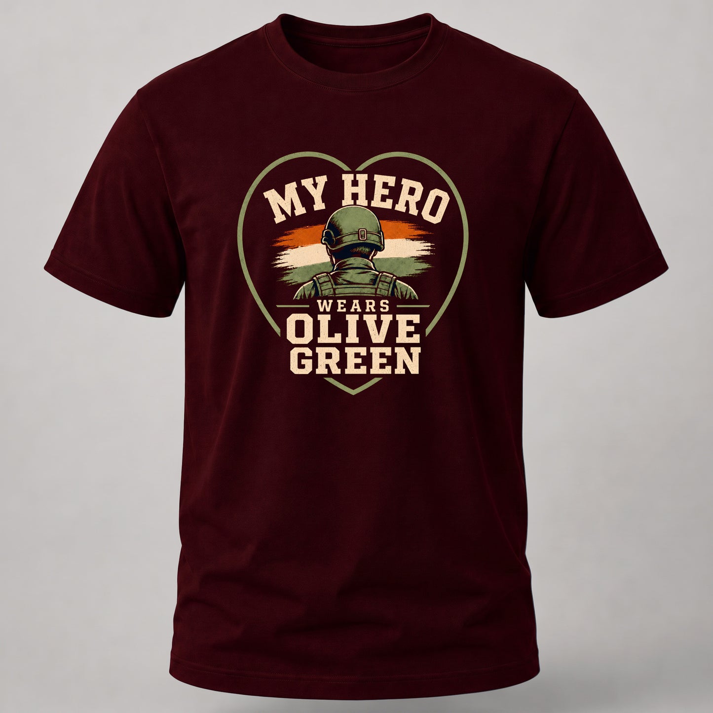 My Hero Wears Olive Green Maroon