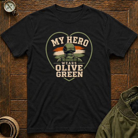 My Hero Wears Olive Green Black