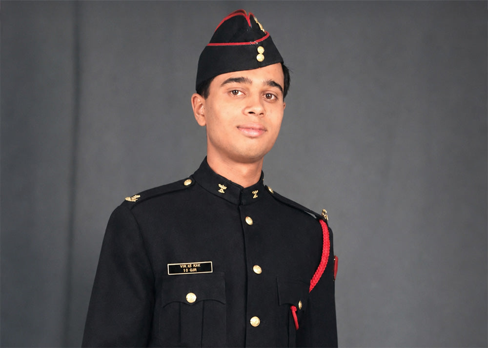 A photo of Wing Commander Sharad Dominic Gaur during National Defence Academy in cadet niform