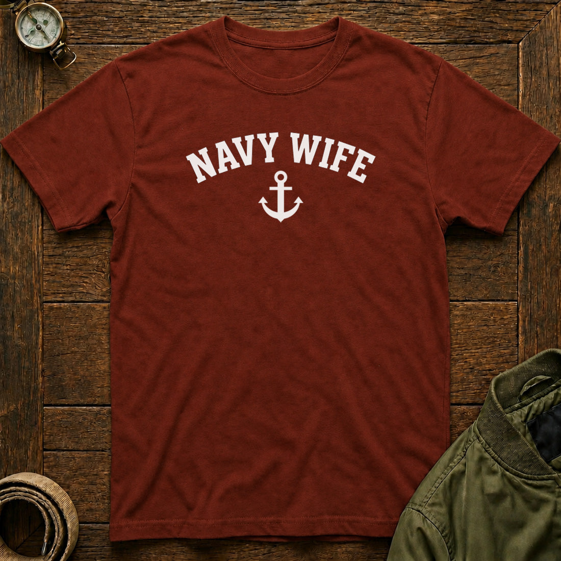 Navy Wife T-shirt Brick Red
