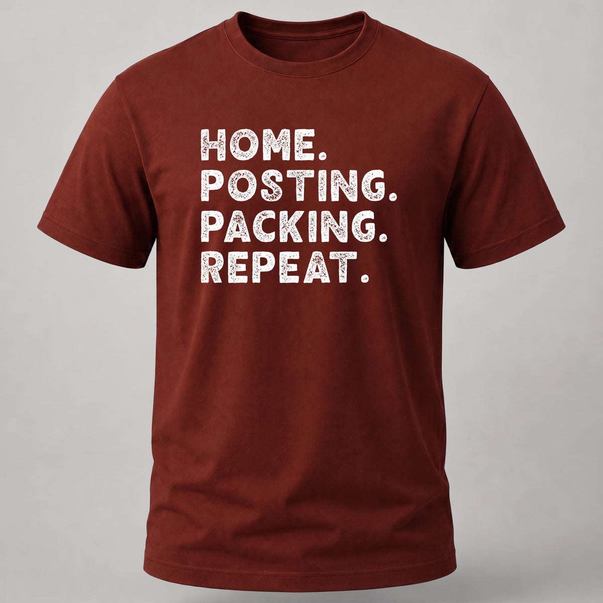 Posting, Packing, Repeat Brick Red