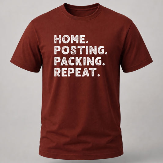 Posting, Packing, Repeat Brick Red