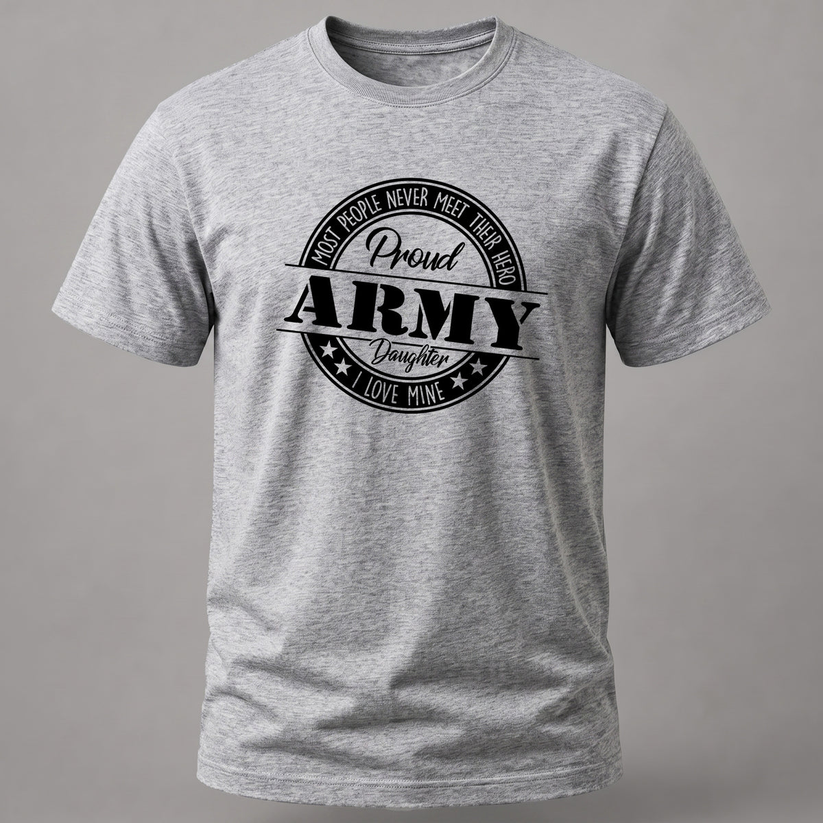 Proud Army Daughter Tee Grey Melange