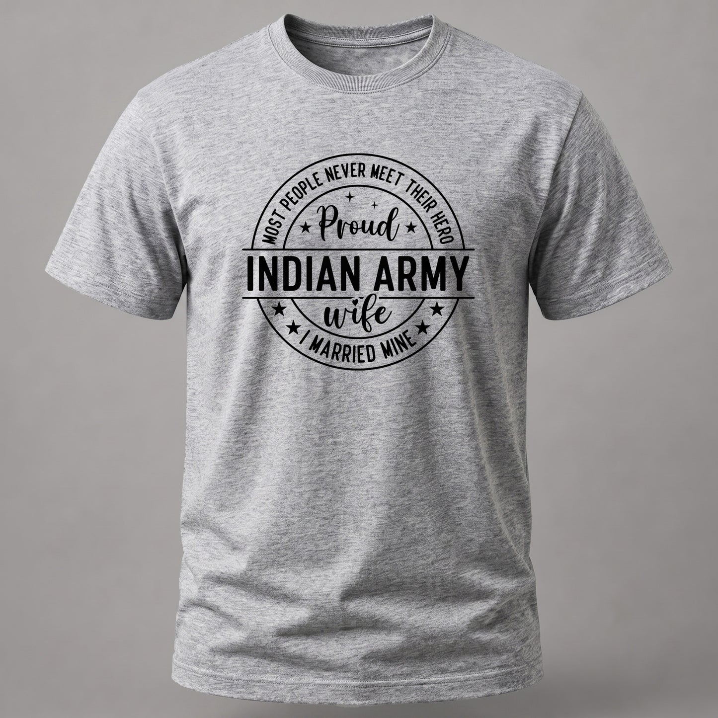 Proud Indian Army Wife Grey Melange