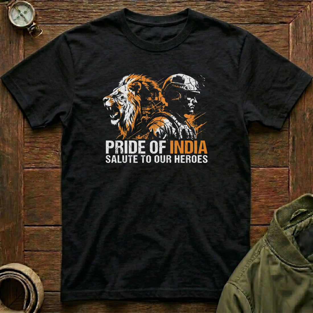 Salute Our Heroes Black Indian Army T-shirt