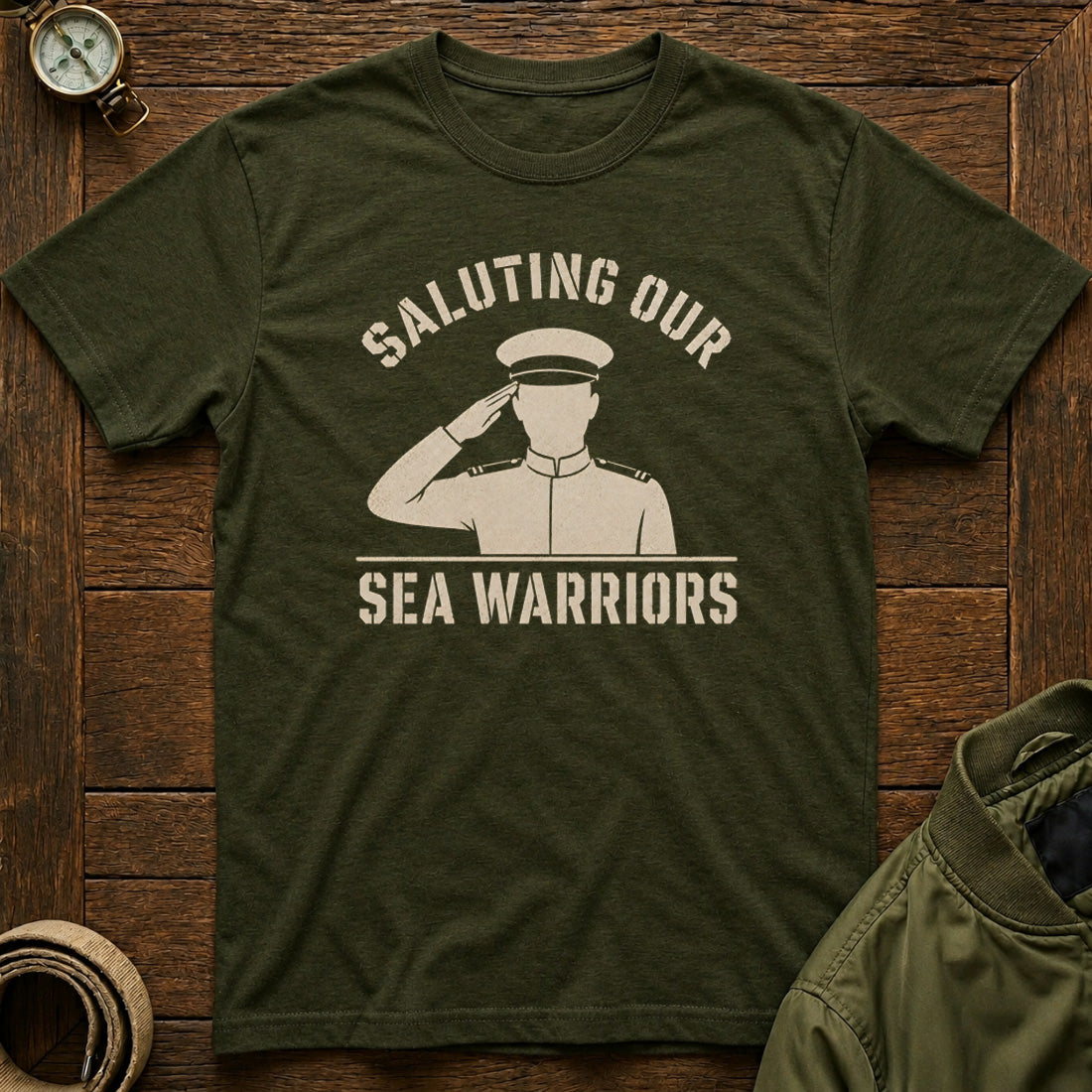 Saluting Our Sea Warriors Olive Green